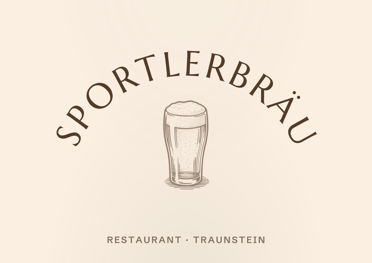 Illustriertes Poster von Sportlerbräu, Restaurant in Traunstein
