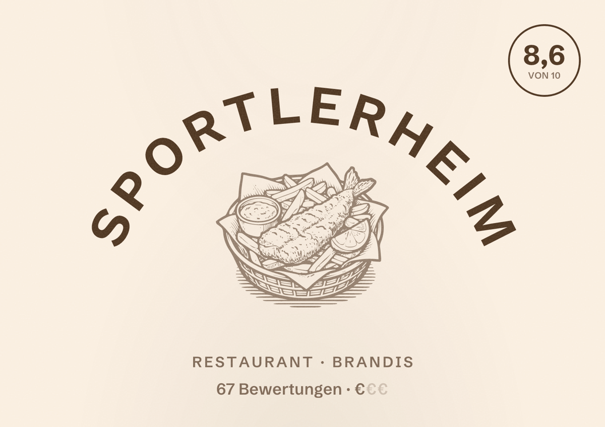 Illustriertes Poster von Sportlerheim, Restaurant in Brandis: Bewertung 8,6 von 10 aus 67 Bewertungen, Preisniveau €