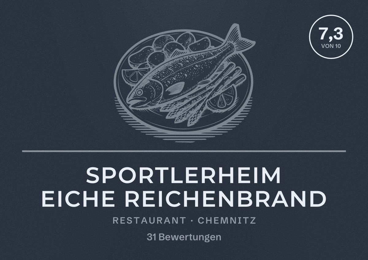 Illustriertes Poster von Sportlerheim Eiche Reichenbrand, Restaurant in Chemnitz: Bewertung 7,3 von 10 aus 31 Bewertungen