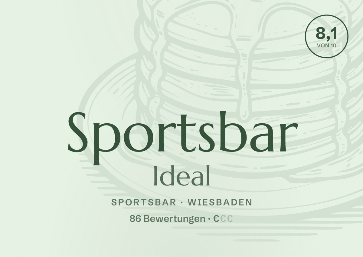 Illustriertes Poster von Sportsbar Ideal, Sportsbar in Wiesbaden: Bewertung 8,1 von 10 aus 86 Bewertungen, Preisniveau €