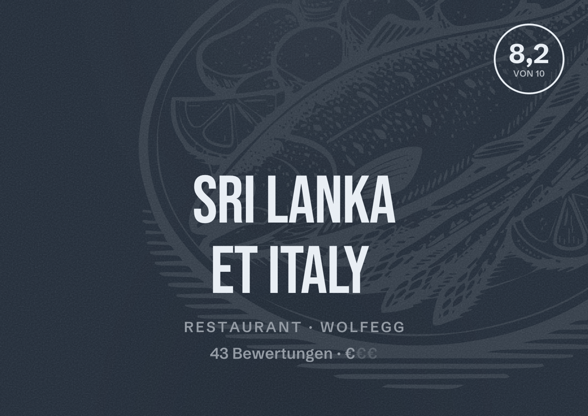 Illustriertes Poster von Sri Lanka Et Italy, Restaurant in Wolfegg: Bewertung 8,2 von 10 aus 43 Bewertungen, Preisniveau €