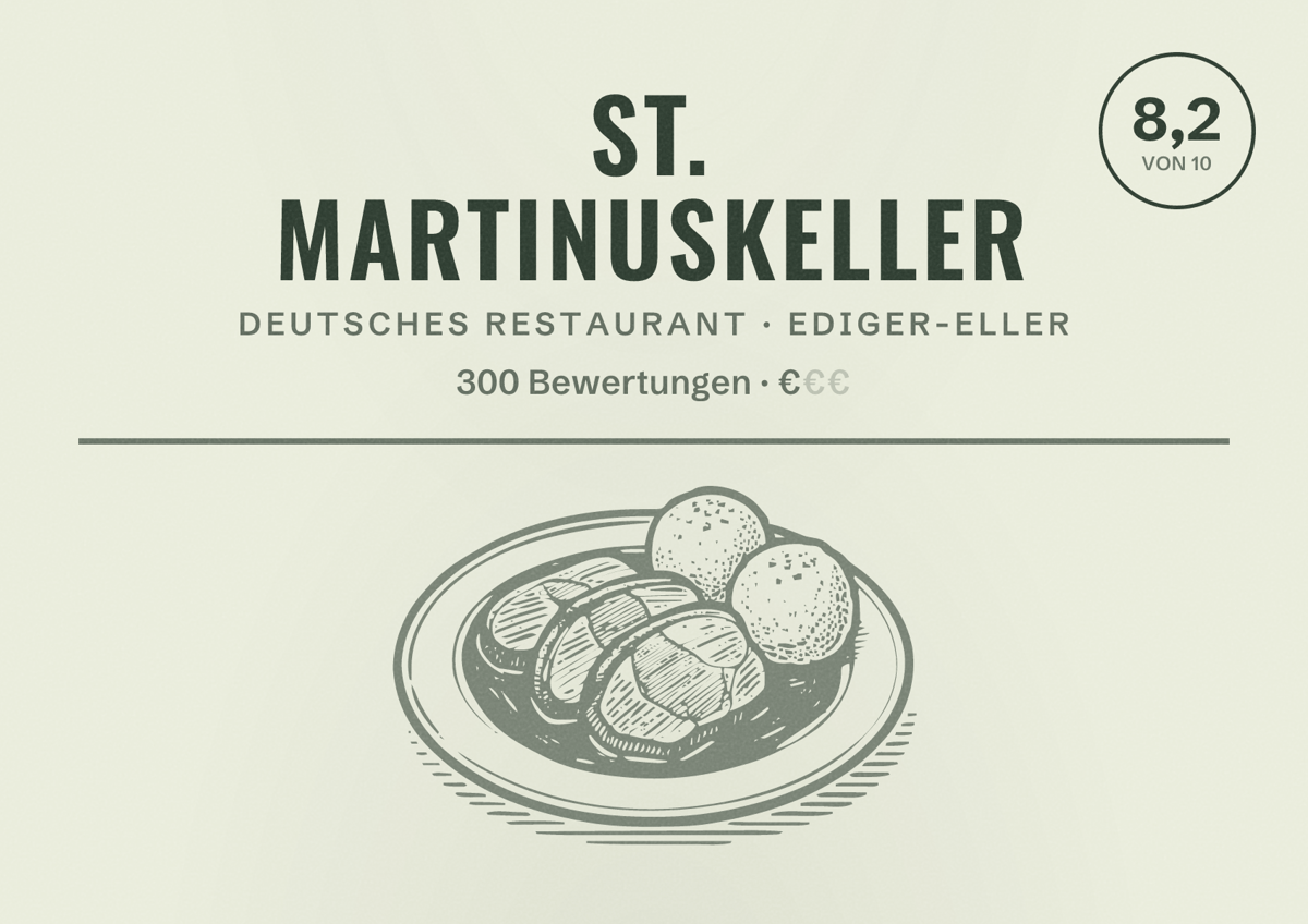 Illustriertes Poster von St. Martinuskeller, Deutsches Restaurant in Ediger-Eller: Bewertung 8,2 von 10 aus 300 Bewertungen, Preisniveau €