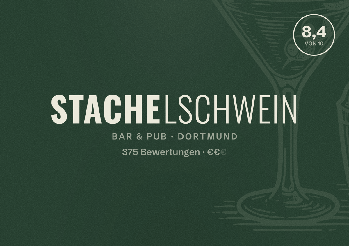 Illustriertes Poster von Stachelschwein, Bar & Pub in Dortmund: Bewertung 8,4 von 10 aus 375 Bewertungen, Preisniveau €€