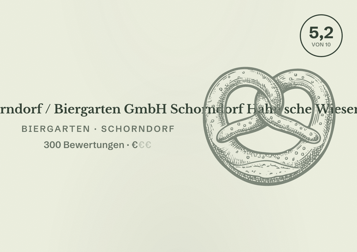 Illustriertes Poster von Stadt-Biergarten Schorndorf / Biergarten GmbH Schorndorf Hahn'sche Wiesen, Biergarten in Schorndorf: Bewertung 5,2 von 10 aus 300 Bewertungen, Preisniveau €