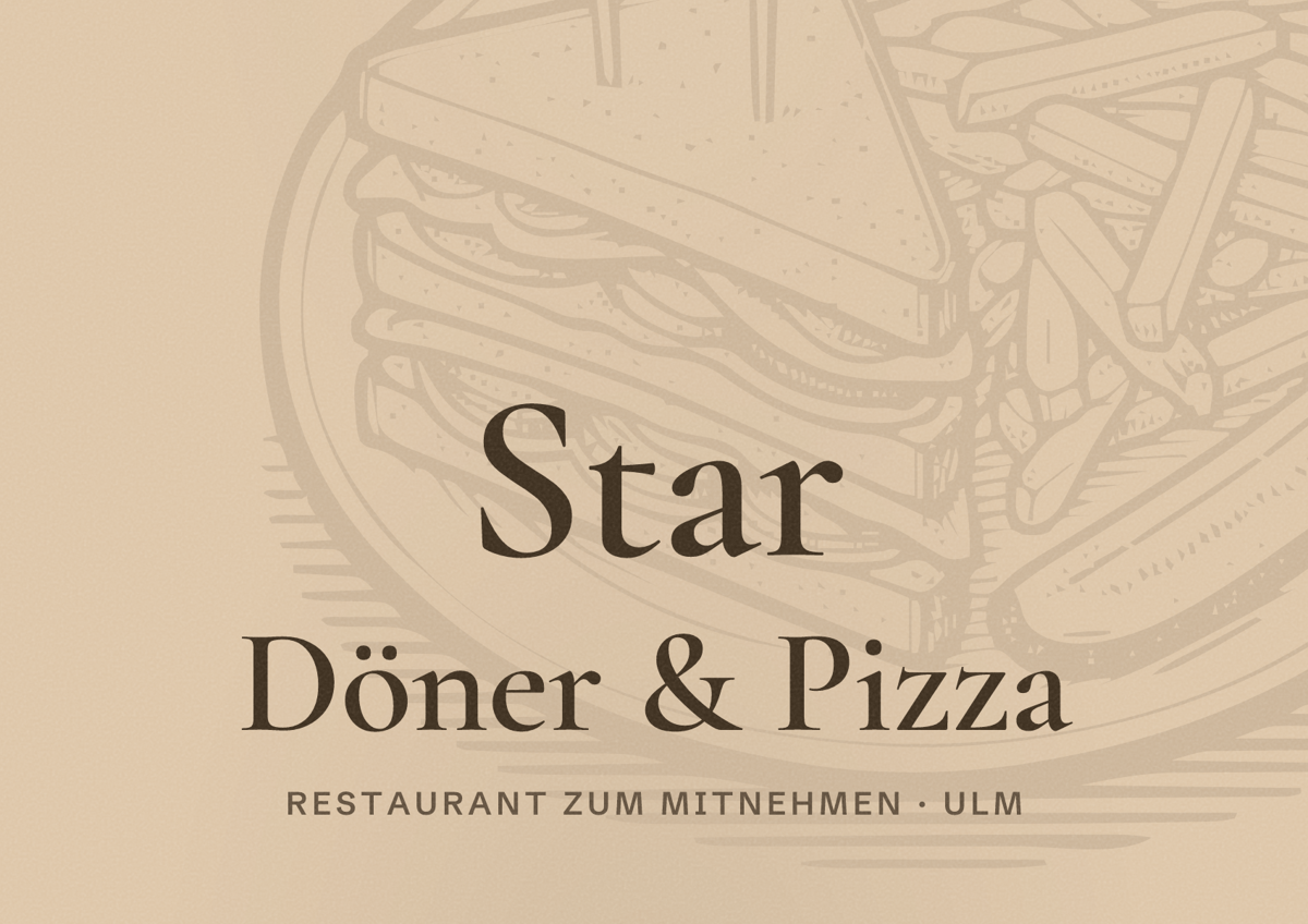 Illustriertes Poster von Star Döner & Pizza, Restaurant zum Mitnehmen in Ulm