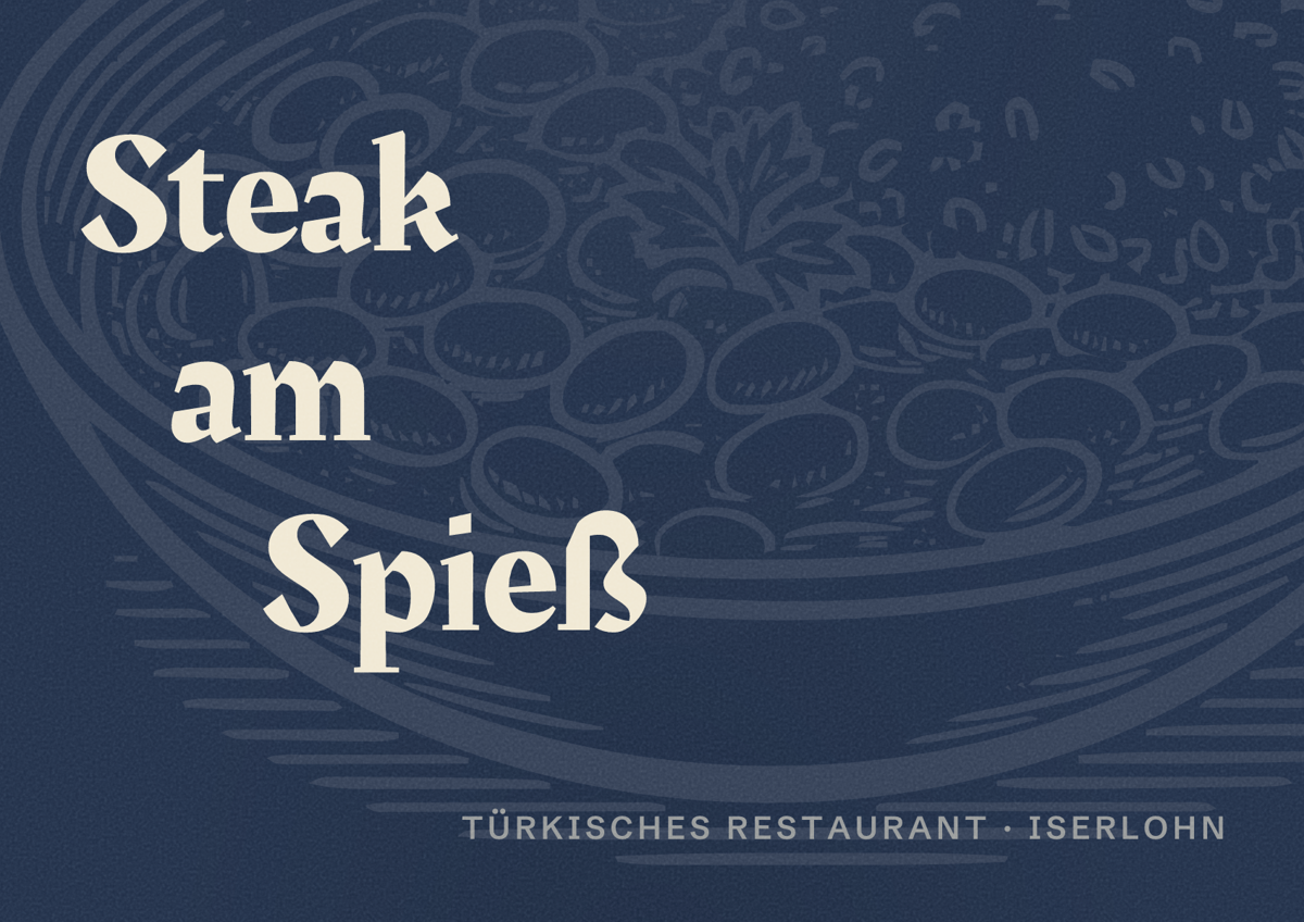 Illustriertes Poster von Steak am Spieß, Türkisches Restaurant in Iserlohn