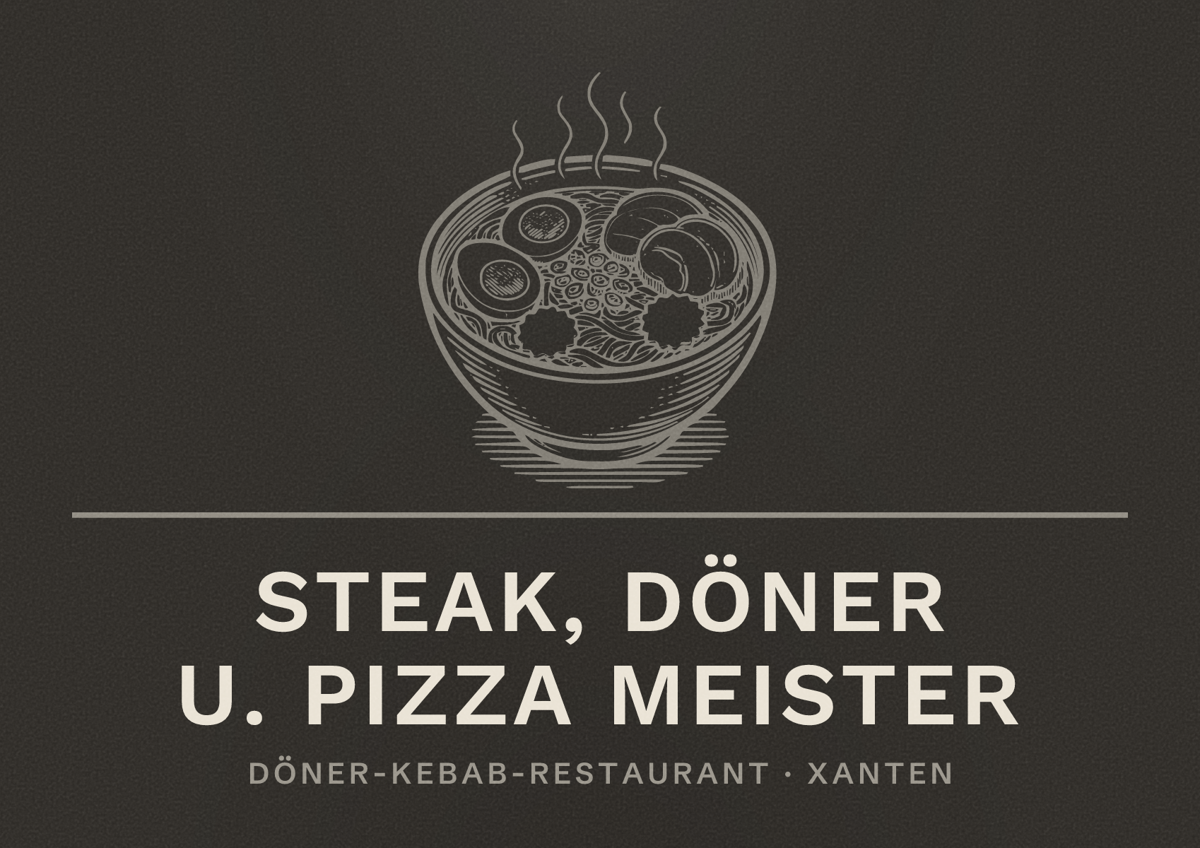 Illustriertes Poster von ​Steak, Döner u. Pizza Meister, Döner-Kebab-Restaurant in Xanten