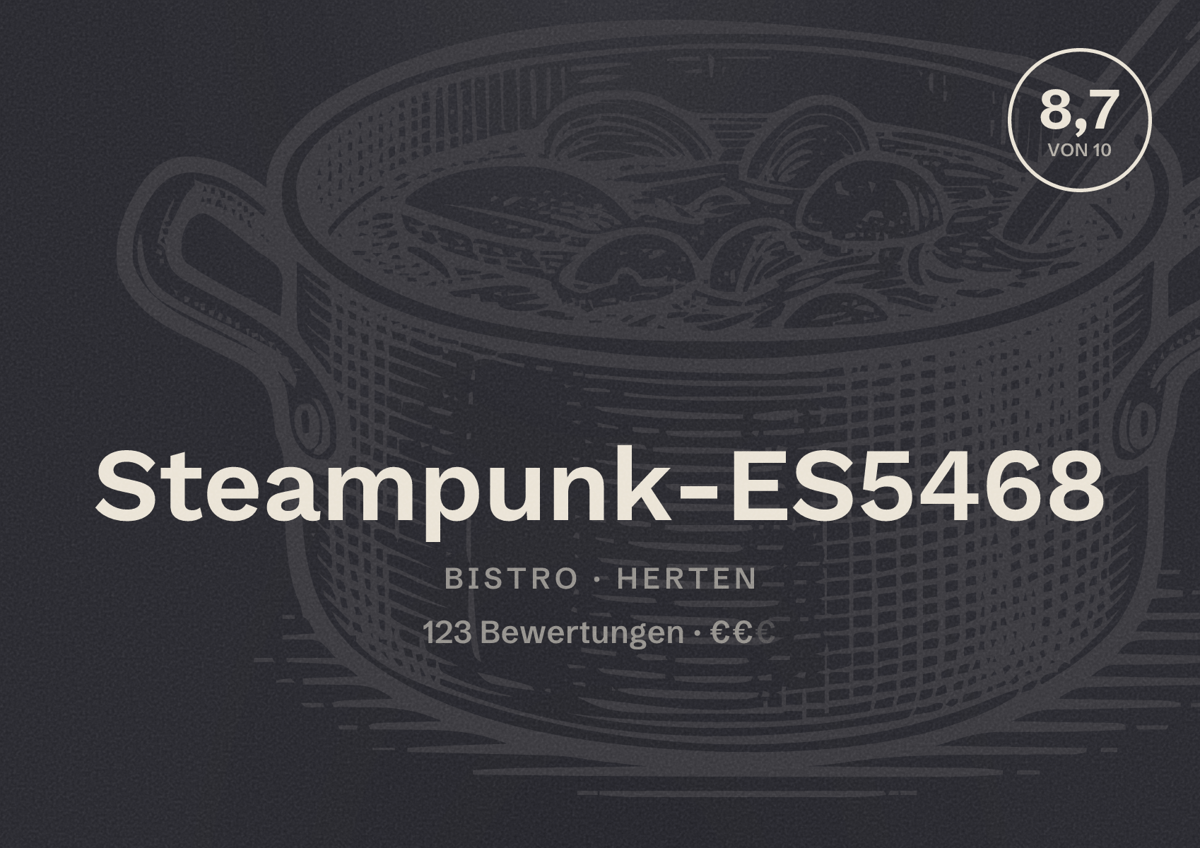 Illustriertes Poster von Steampunk-ES5468, Bistro in Herten: Gästebewertung 8,7 von 10 aus 123 Bewertungen
