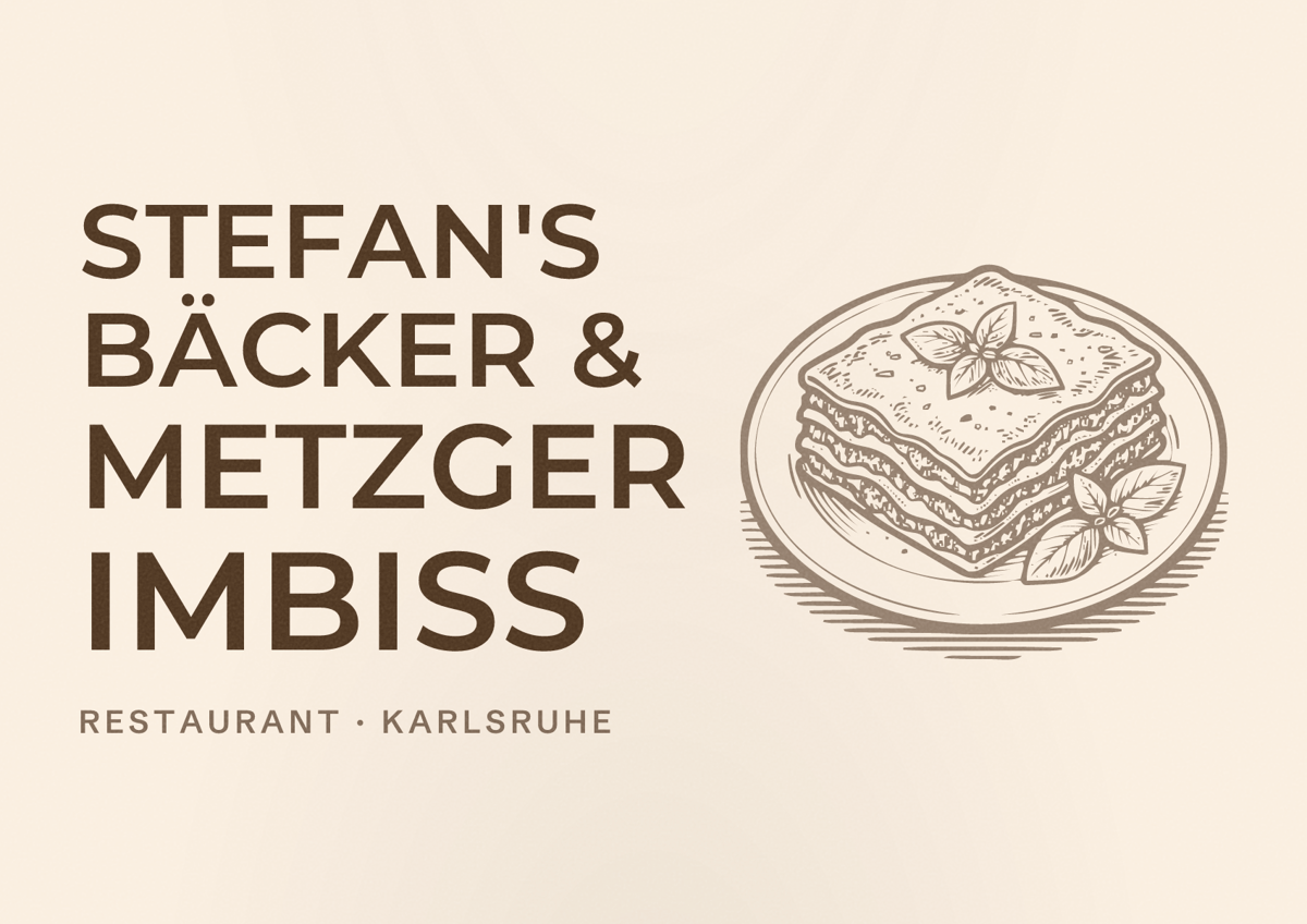 Illustriertes Poster von Stefan's Bäcker & Metzger Imbiss, Restaurant in Karlsruhe