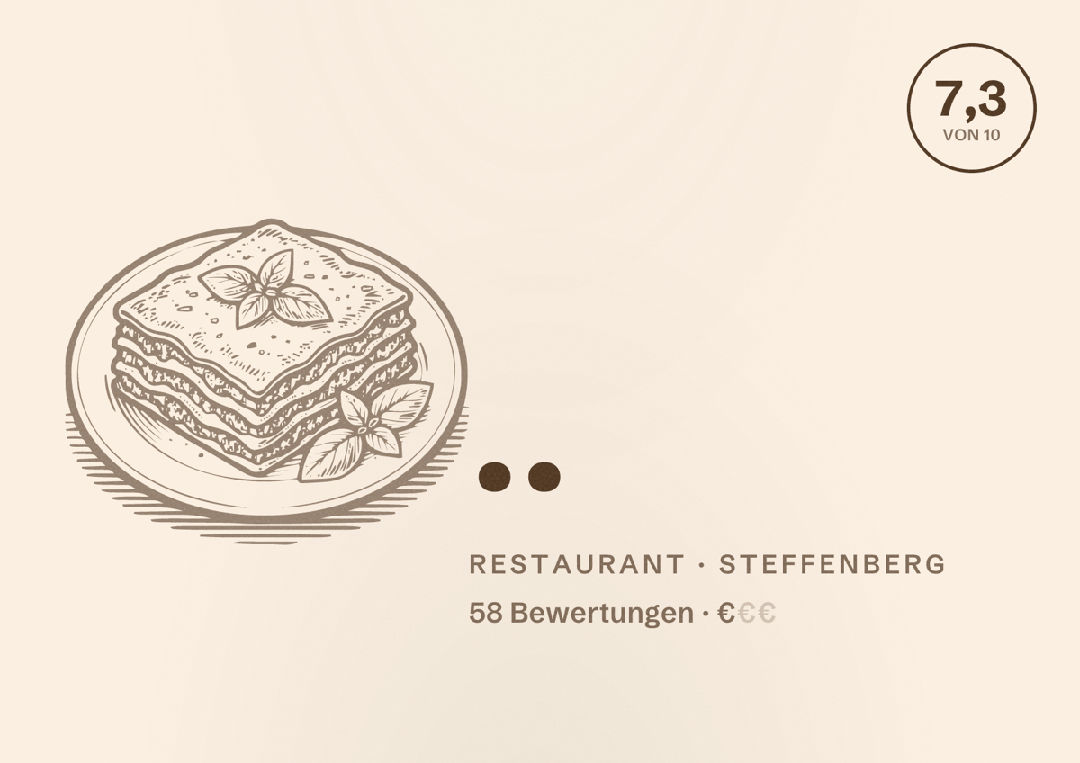 Illustriertes Poster von .., Restaurant in Steffenberg: Bewertung 7,3 von 10 aus 58 Bewertungen, Preisniveau €