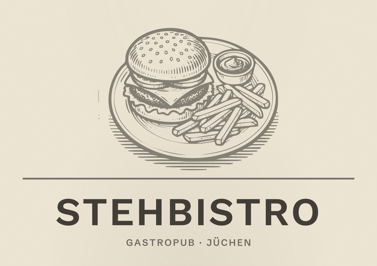 Illustriertes Poster von Stehbistro, Gastropub in Jüchen