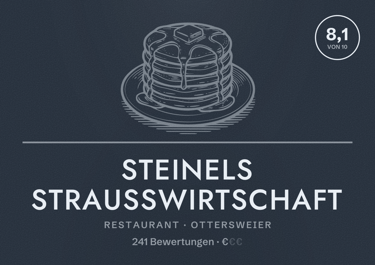 Illustriertes Poster von Steinels Straußwirtschaft, Restaurant in Ottersweier: Bewertung 8,1 von 10 aus 241 Bewertungen, Preisniveau €