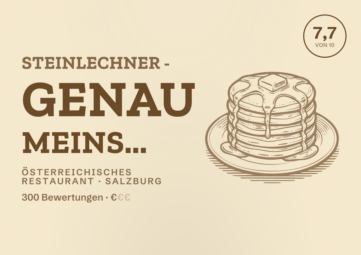 Illustriertes Poster von Steinlechner - genau meins..., Österreichisches Restaurant in Salzburg: Bewertung 7,7 von 10 aus 300 Bewertungen, Preisniveau €
