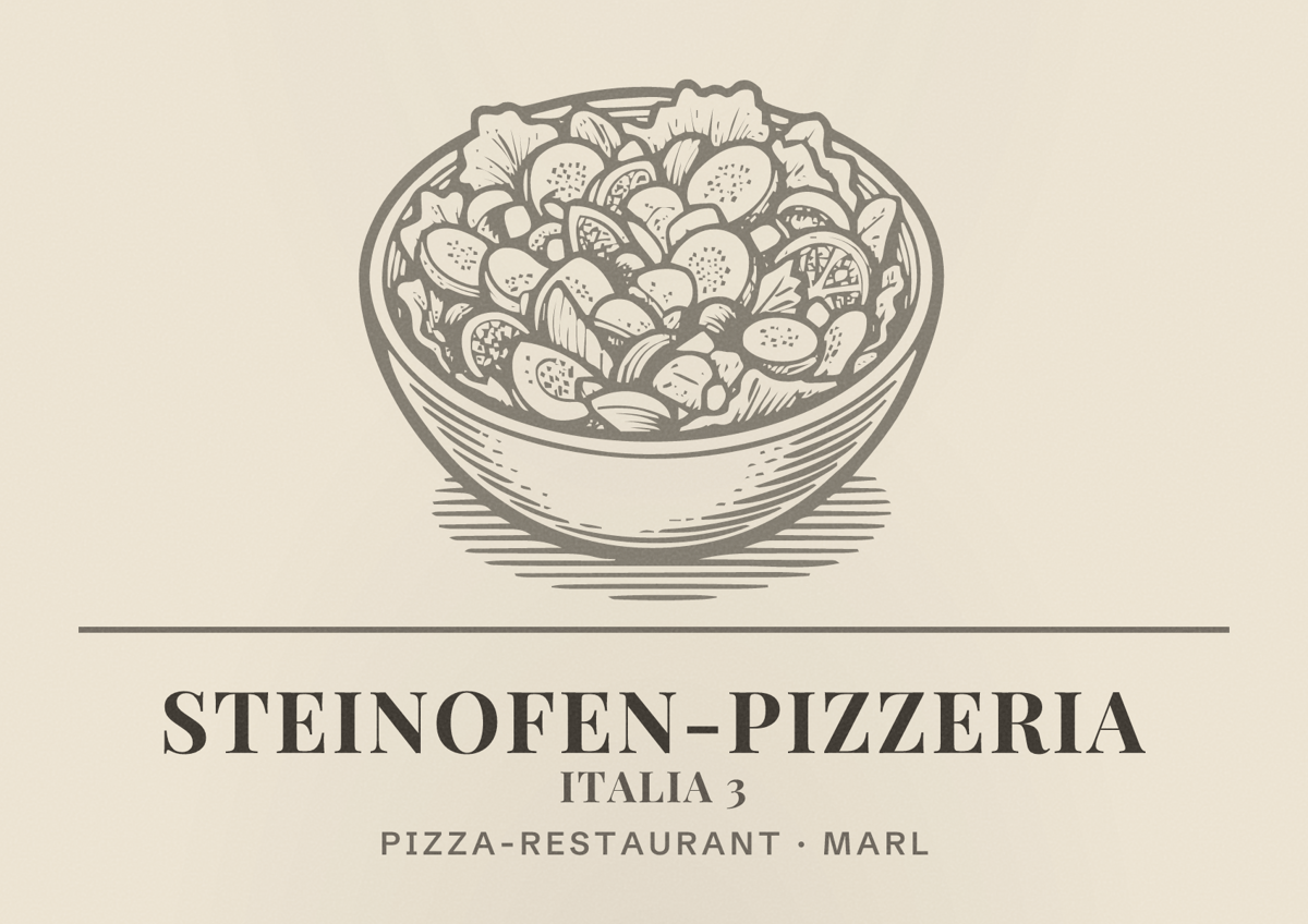 Illustriertes Poster von Steinofen-Pizzeria Italia 3, Pizza-Restaurant in Marl