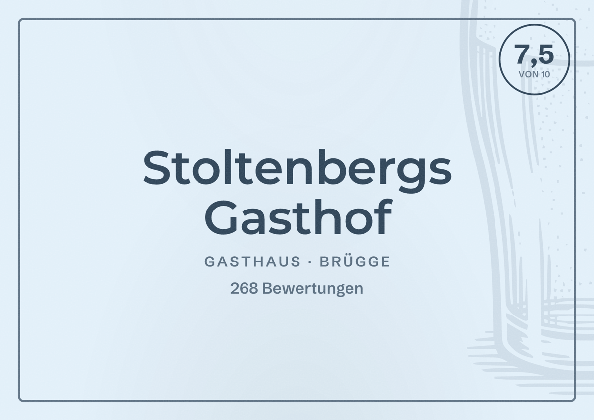 Illustriertes Poster von Stoltenbergs Gasthof, Gasthaus in Brügge: Bewertung 7,5 von 10 aus 268 Bewertungen