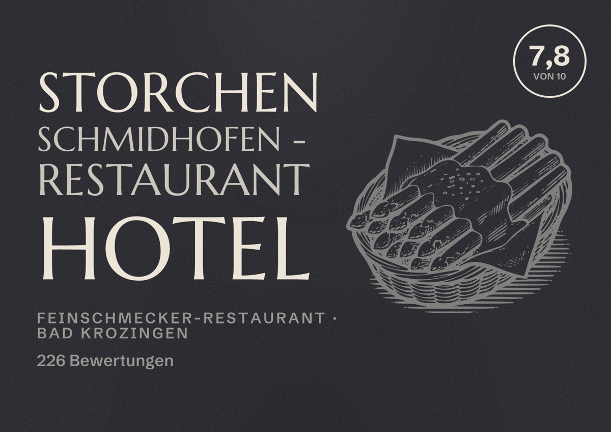 Illustriertes Poster von Storchen Schmidhofen - Restaurant Hotel, Feinschmecker-Restaurant in Bad Krozingen: Bewertung 7,8 von 10 aus 226 Bewertungen
