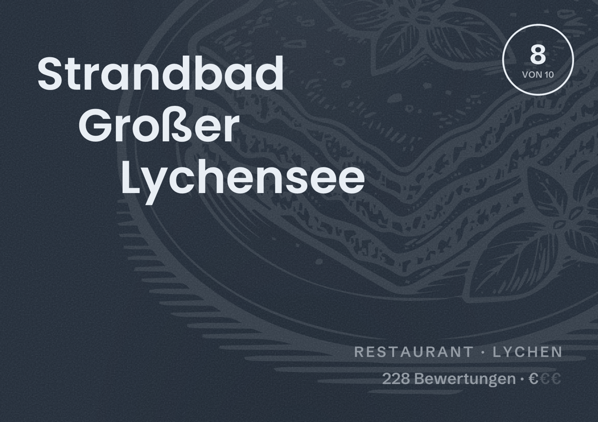 Illustriertes Poster von Strandbad Großer Lychensee, Restaurant in Lychen: Bewertung 8 von 10 aus 228 Bewertungen, Preisniveau €