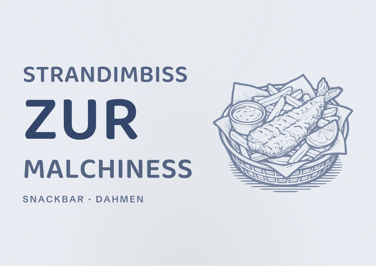 Illustriertes Poster von Strandimbiss zur Malchiness, Snackbar in Dahmen