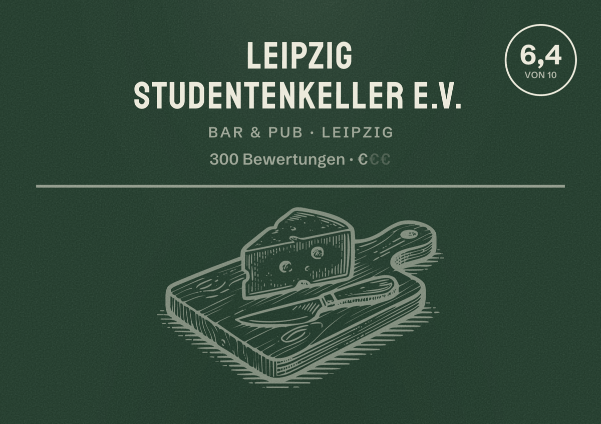 Illustriertes Poster von Leipzig Studentenkeller e.V., Bar & Pub in Leipzig: Bewertung 6,4 von 10 aus 300 Bewertungen, Preisniveau €