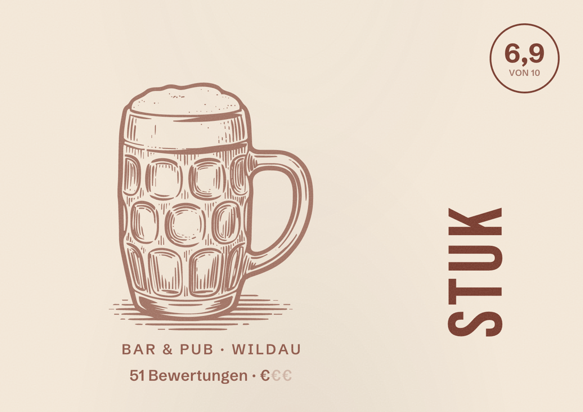Illustriertes Poster von StuK, Bar & Pub in Wildau: Bewertung 6,9 von 10 aus 51 Bewertungen, Preisniveau €