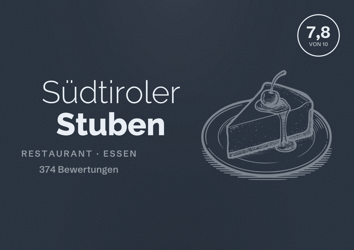 Illustriertes Poster von Südtiroler Stuben, Restaurant in Essen: Bewertung 7,8 von 10 aus 374 Bewertungen