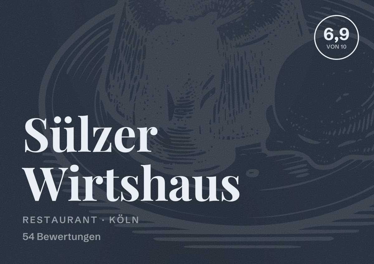 Illustriertes Poster von Sülzer Wirtshaus, Restaurant in Köln: Bewertung 6,9 von 10 aus 54 Bewertungen