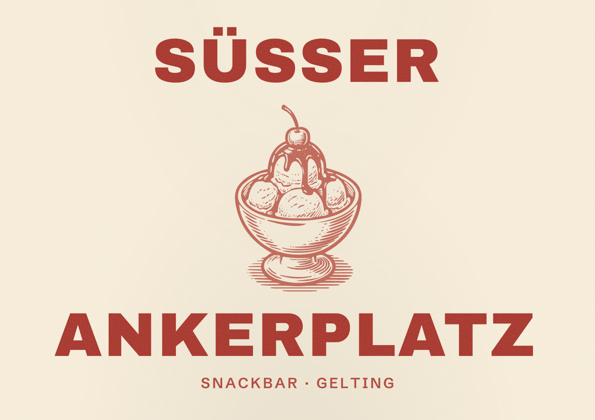 Illustriertes Poster von Süßer Ankerplatz, Snackbar in Gelting