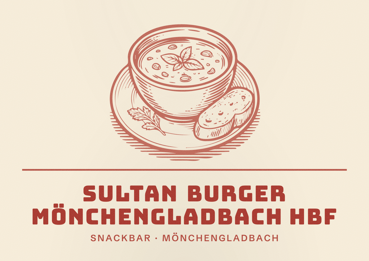 Illustriertes Poster von Sultan Burger Mönchengladbach HBF, Snackbar in Mönchengladbach