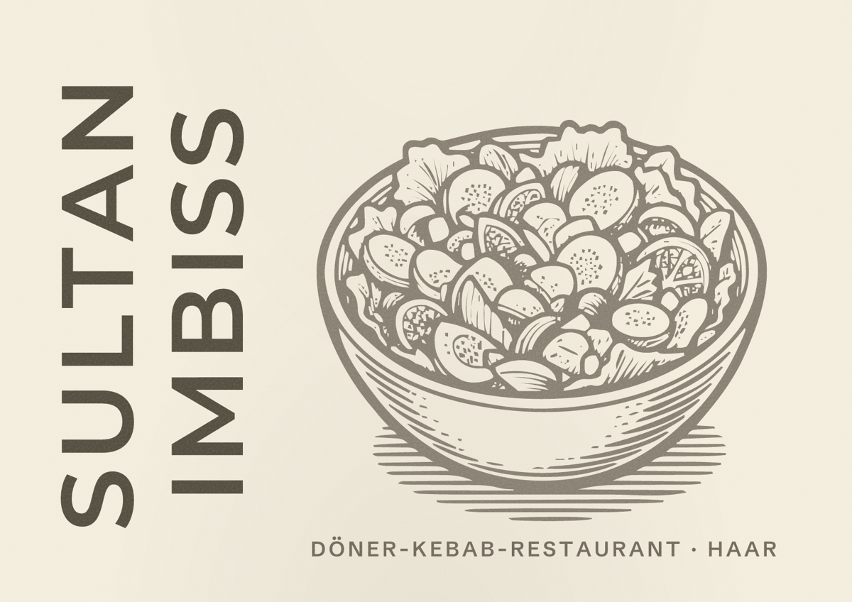 Illustriertes Poster von Sultan Imbiss, Döner-Kebab-Restaurant in Haar