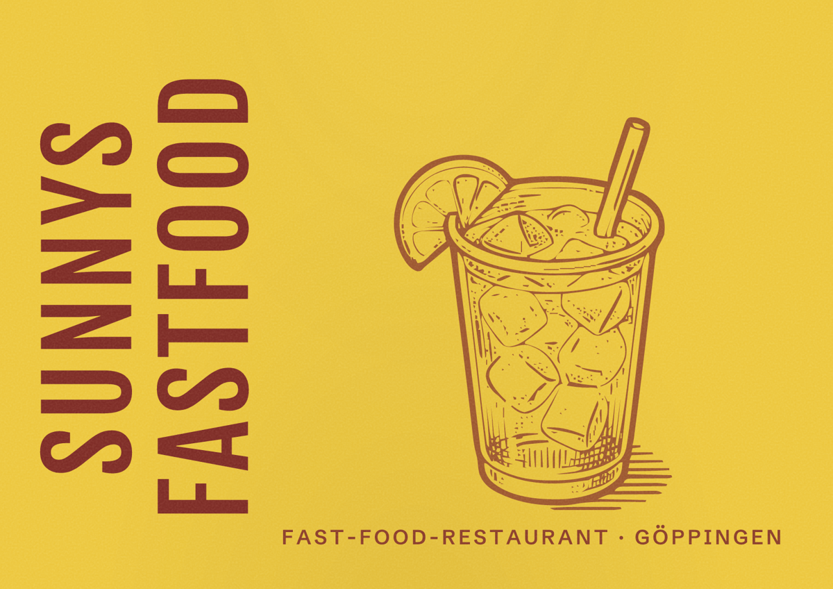 Illustriertes Poster von Sunnys Fastfood, Fast-Food-Restaurant in Göppingen