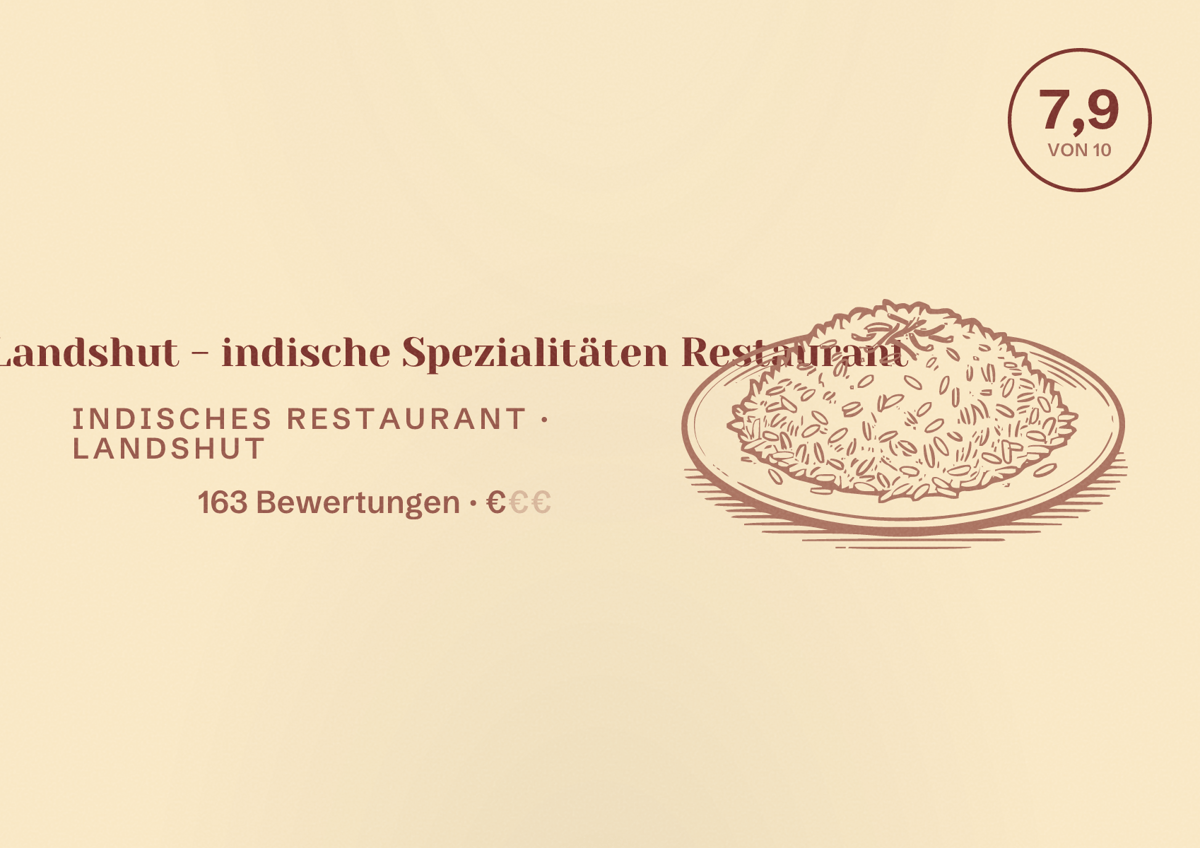 Illustriertes Poster von Surahi Landshut - indische Spezialitäten Restaurant, Indisches Restaurant in Landshut: Bewertung 7,9 von 10 aus 163 Bewertungen, Preisniveau €