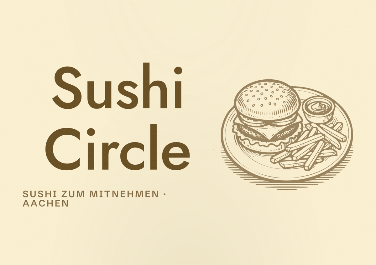 Illustriertes Poster von Sushi Circle, Sushi zum Mitnehmen in Aachen