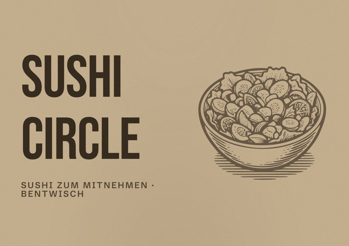 Illustriertes Poster von Sushi Circle, Sushi zum Mitnehmen in Bentwisch