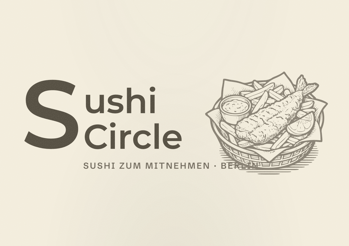 Illustriertes Poster von Sushi Circle, Sushi zum Mitnehmen in Berlin