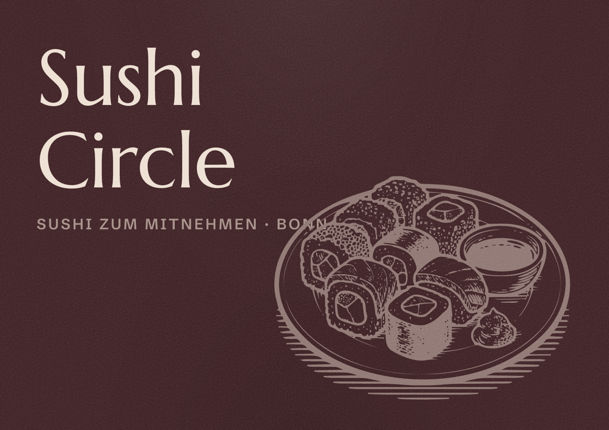 Illustriertes Poster von Sushi Circle, Sushi zum Mitnehmen in Bonn