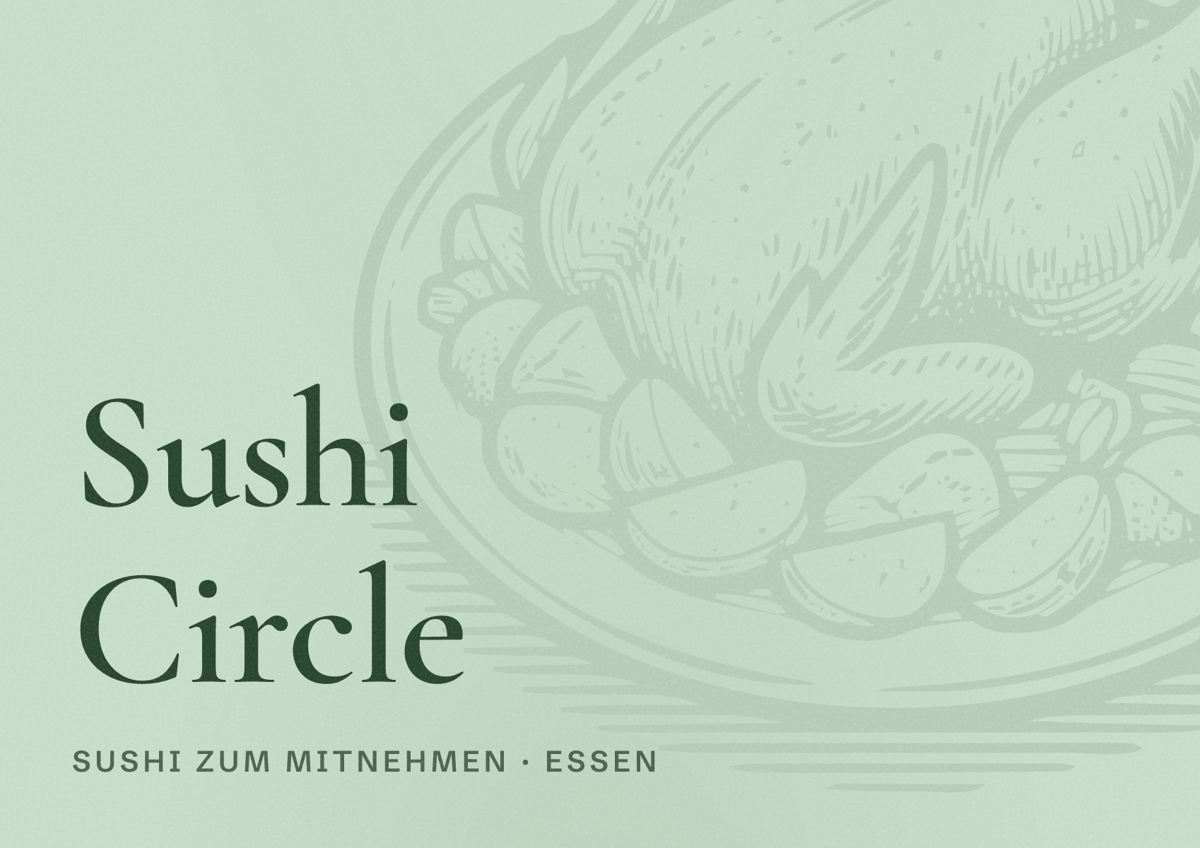 Illustriertes Poster von Sushi Circle, Sushi zum Mitnehmen in Essen