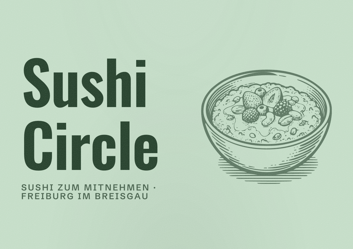 Illustriertes Poster von Sushi Circle, Sushi zum Mitnehmen in Freiburg im Breisgau