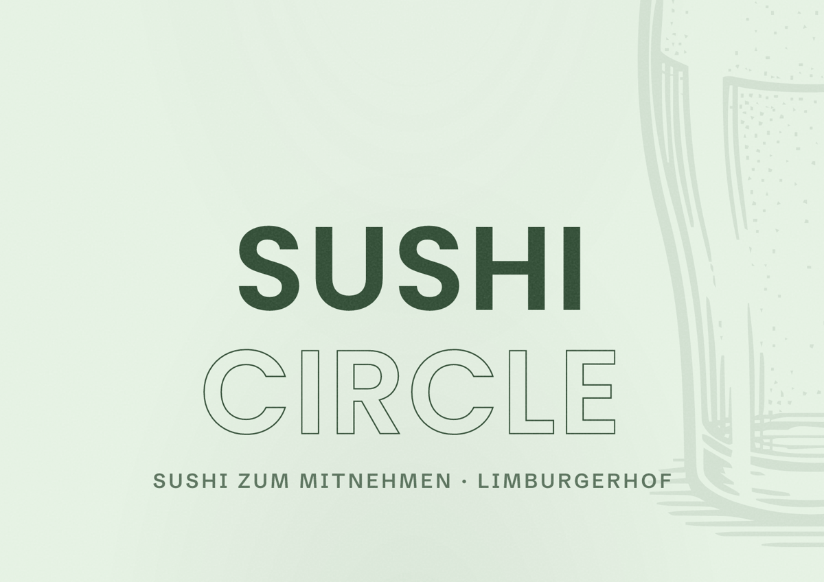 Illustriertes Poster von Sushi Circle, Sushi zum Mitnehmen in Limburgerhof