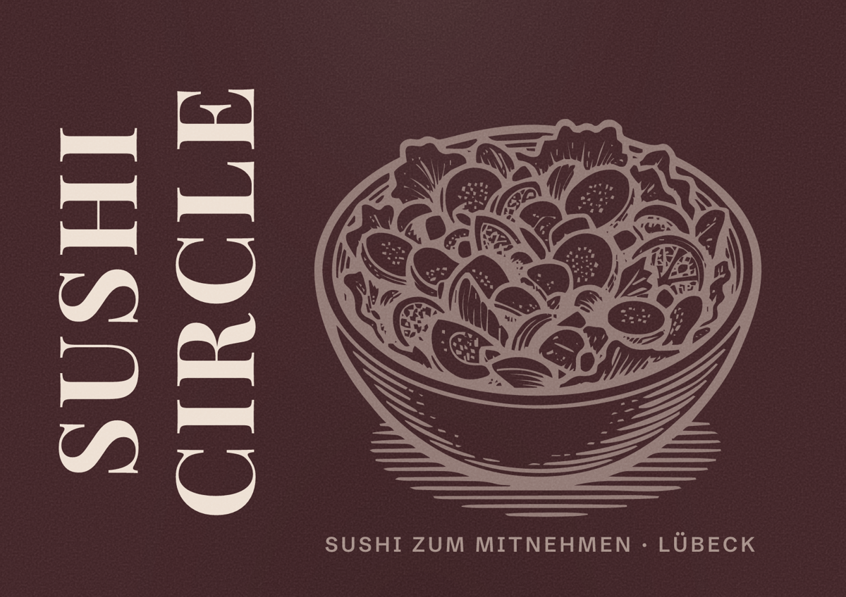Illustriertes Poster von Sushi Circle, Sushi zum Mitnehmen in Lübeck