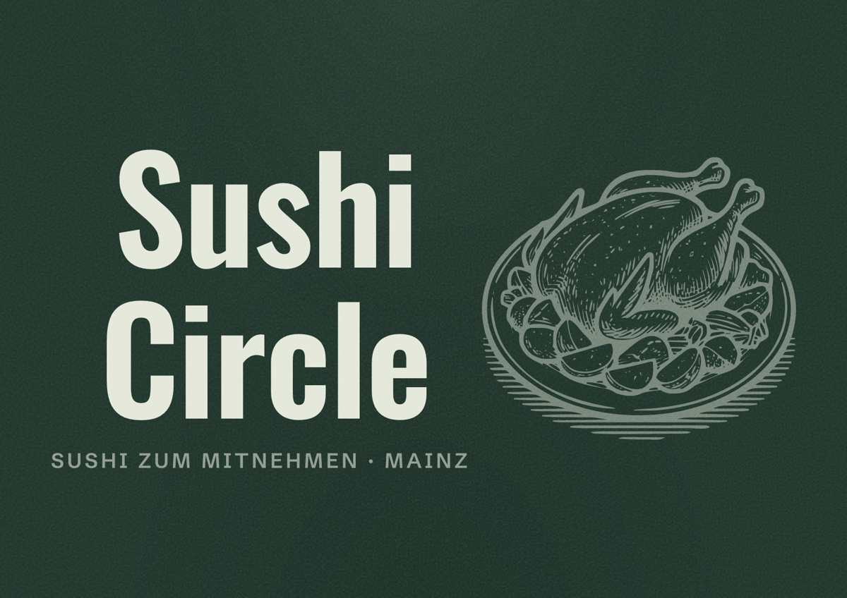 Illustriertes Poster von Sushi Circle, Sushi zum Mitnehmen in Mainz