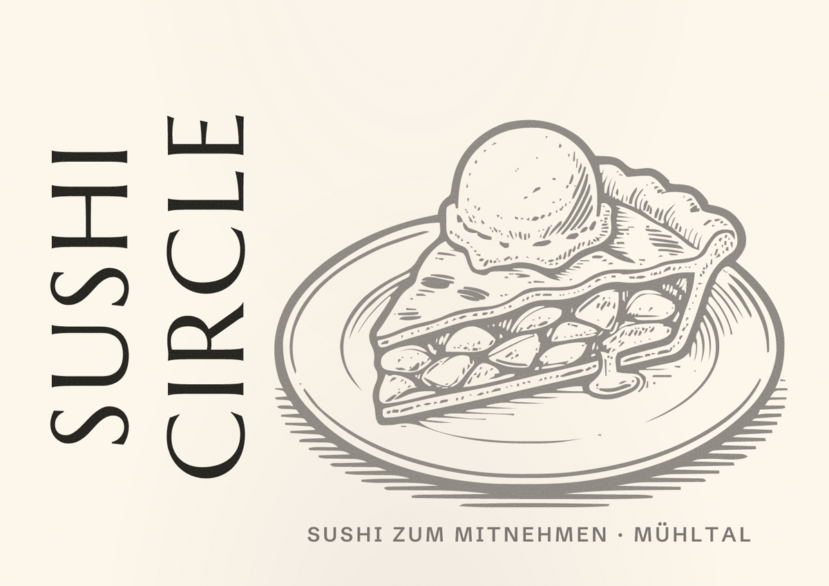 Illustriertes Poster von Sushi Circle, Sushi zum Mitnehmen in Mühltal