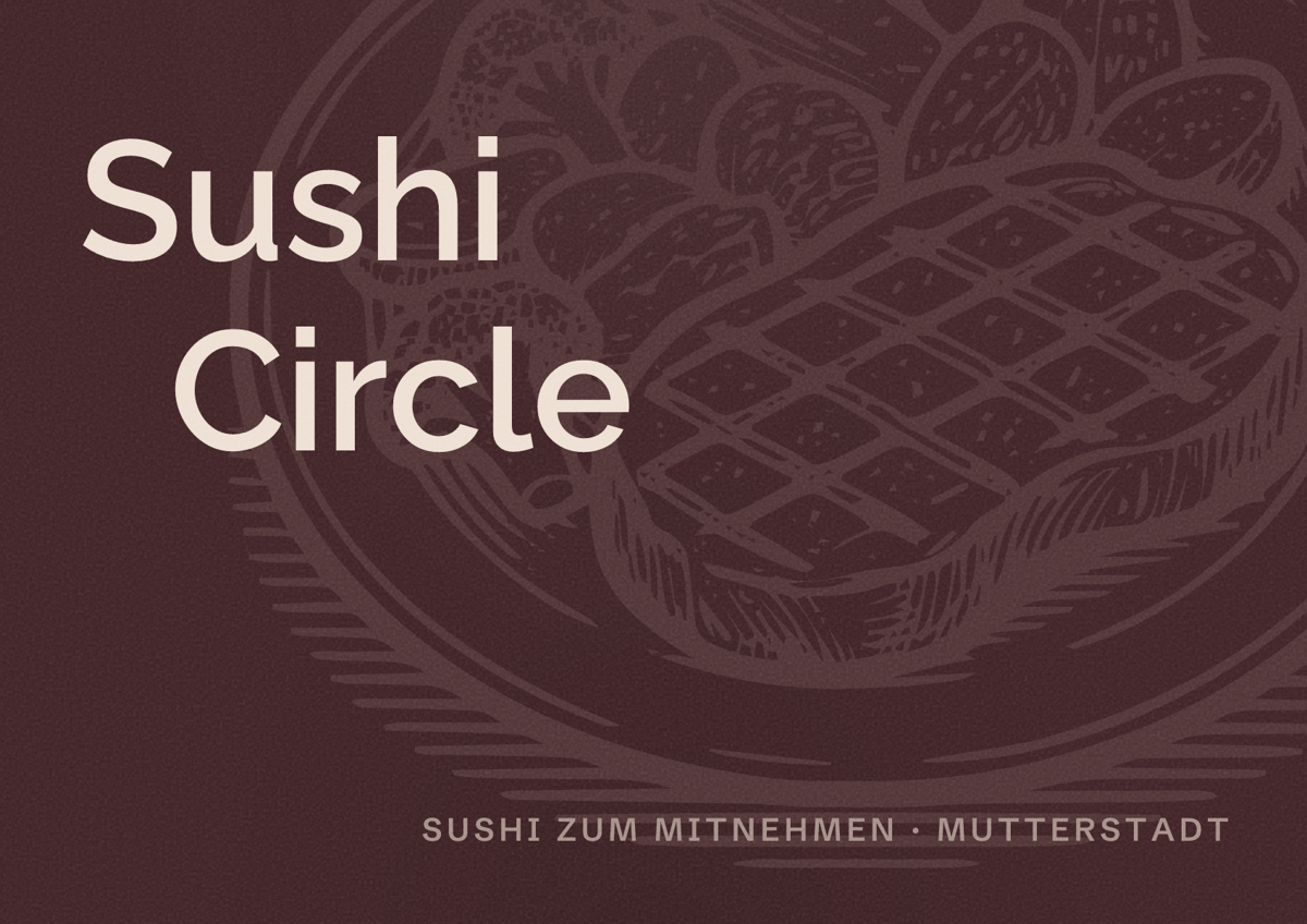 Illustriertes Poster von Sushi Circle, Sushi zum Mitnehmen in Mutterstadt