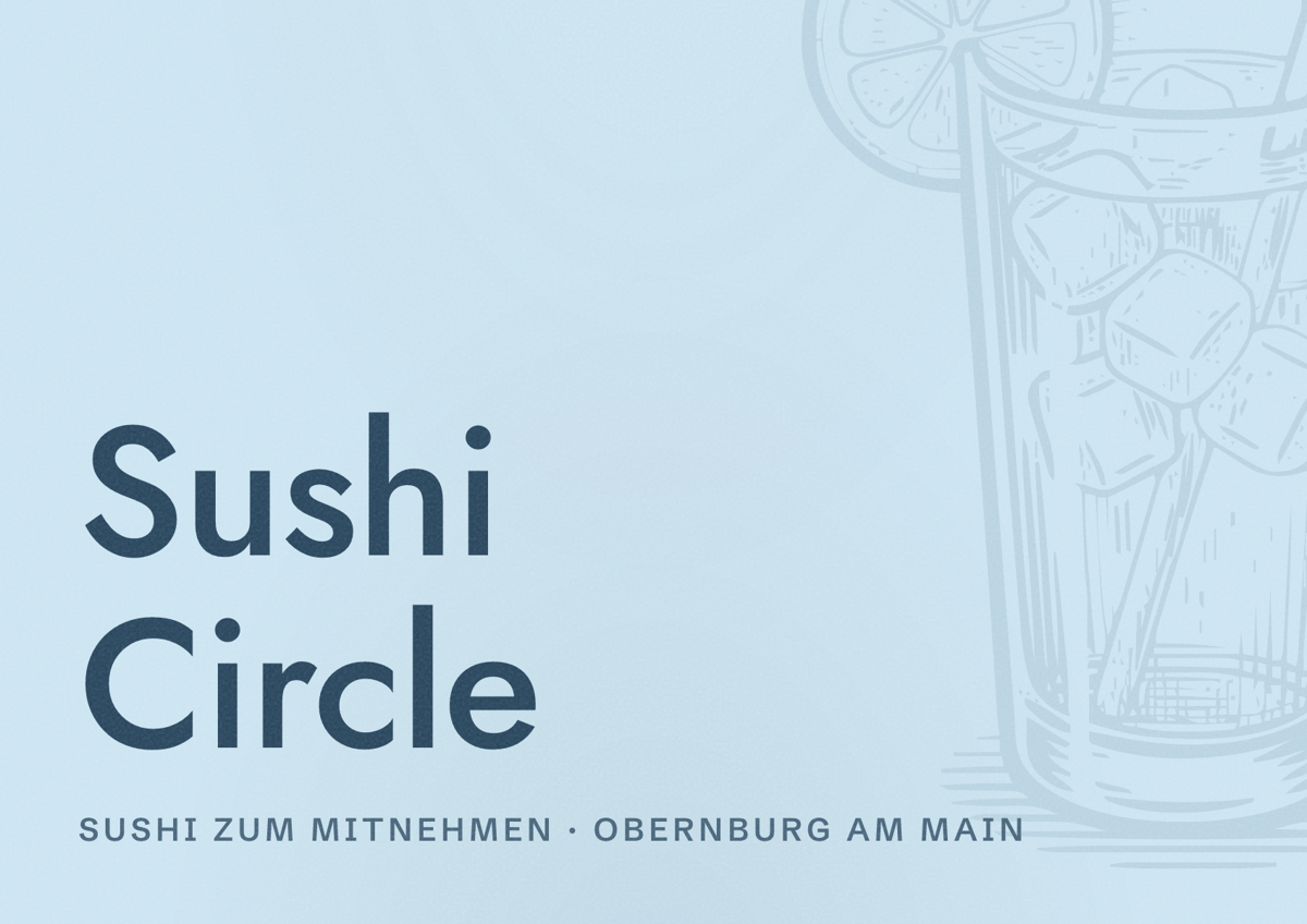 Illustriertes Poster von Sushi Circle, Sushi zum Mitnehmen in Obernburg am Main