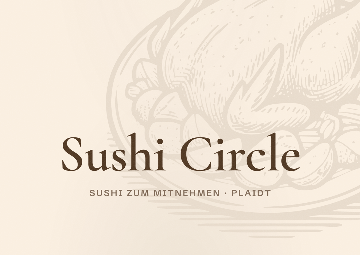 Illustriertes Poster von Sushi Circle, Sushi zum Mitnehmen in Plaidt