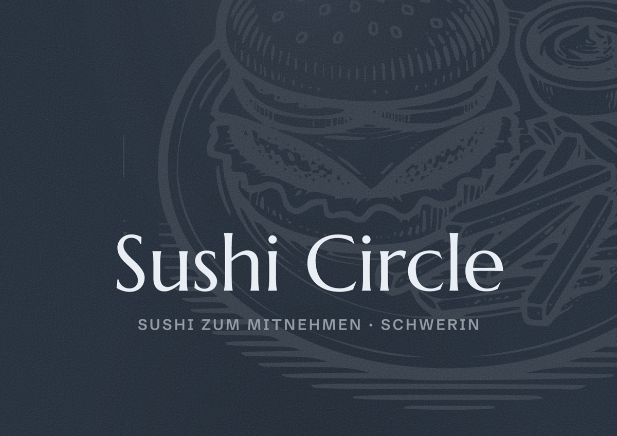 Illustriertes Poster von Sushi Circle, Sushi zum Mitnehmen in Schwerin
