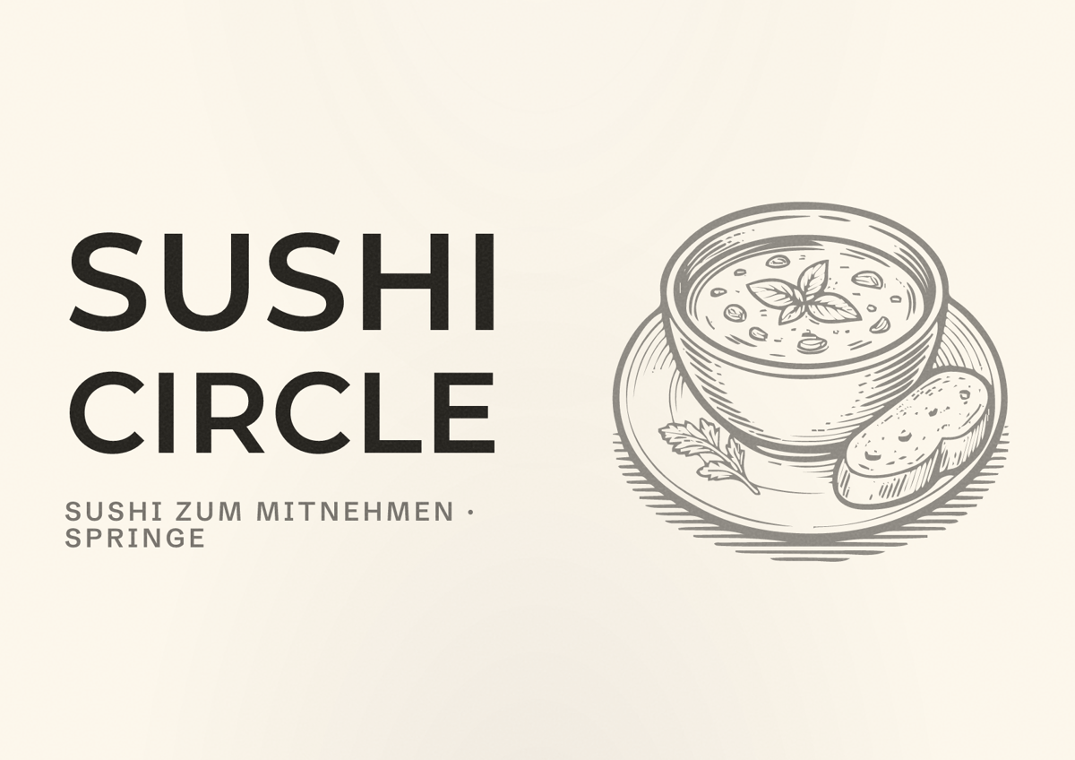 Illustriertes Poster von Sushi Circle, Sushi zum Mitnehmen in Springe