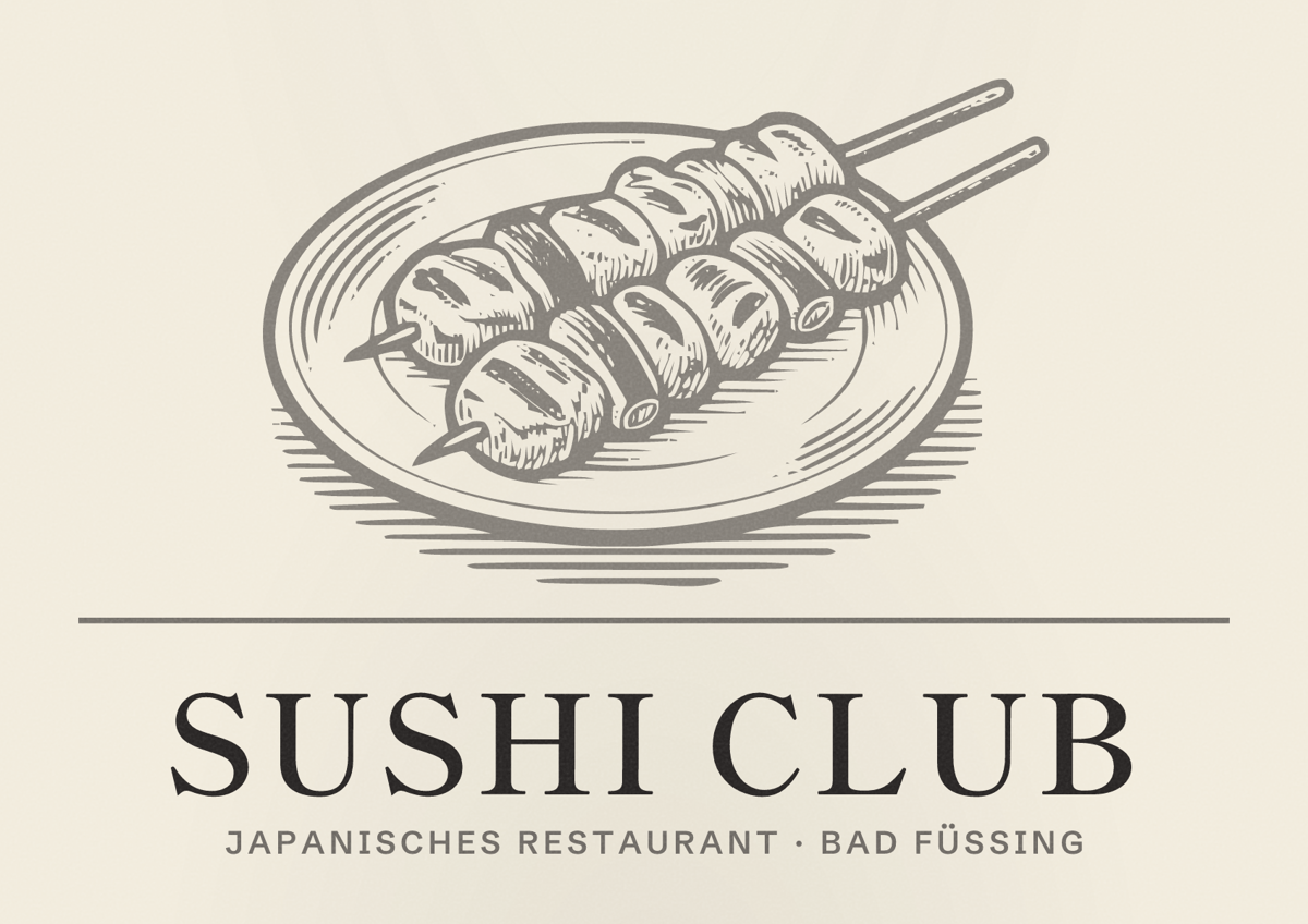 Illustriertes Poster von Sushi Club, Japanisches Restaurant in Bad Füssing