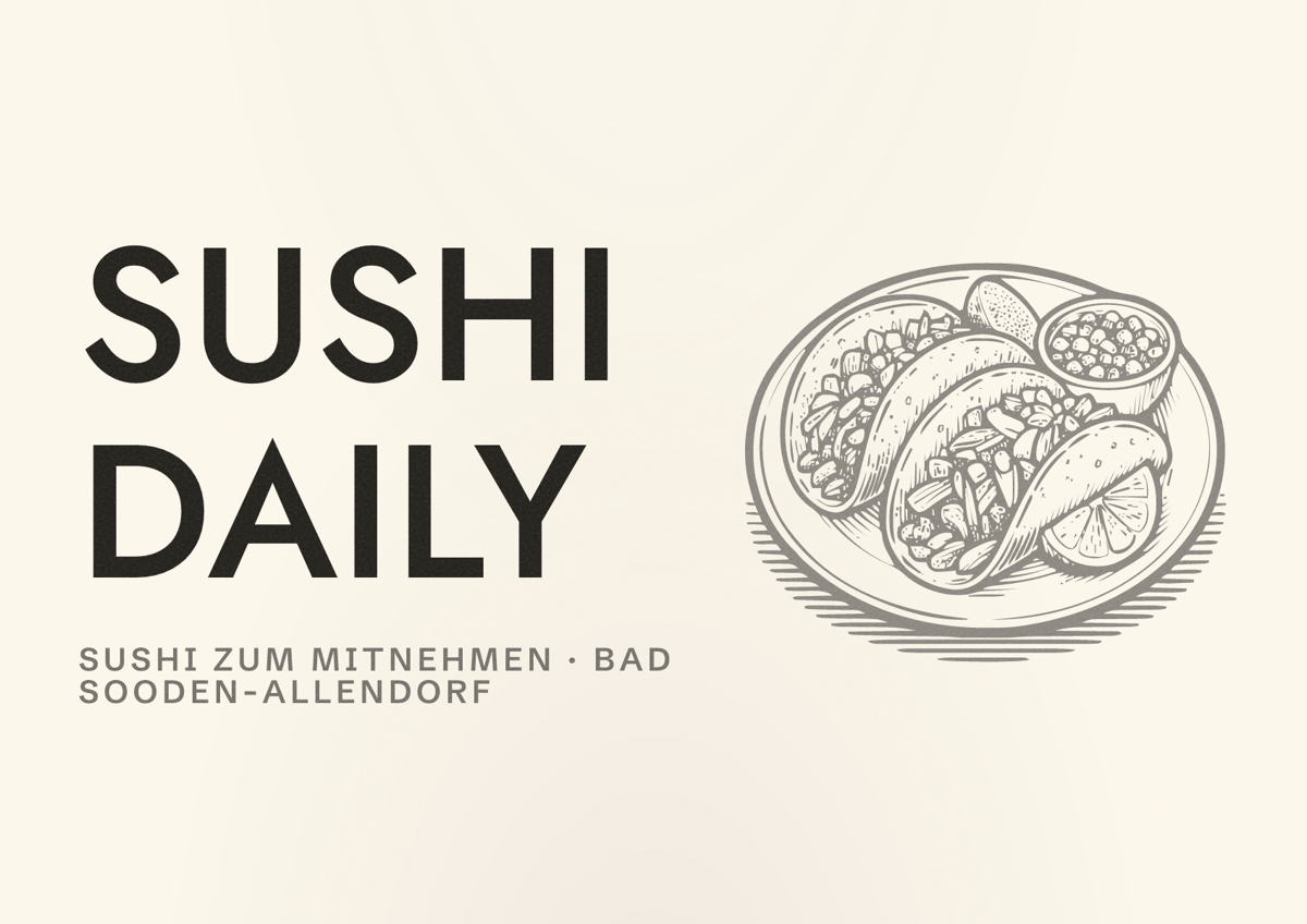 Illustriertes Poster von Sushi Daily, Sushi zum Mitnehmen in Bad Sooden-Allendorf