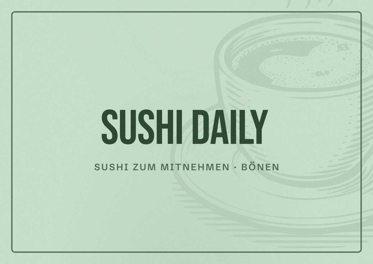 Illustriertes Poster von Sushi Daily, Sushi zum Mitnehmen in Bönen