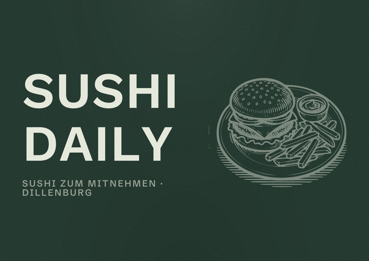 Illustriertes Poster von Sushi Daily, Sushi zum Mitnehmen in Dillenburg